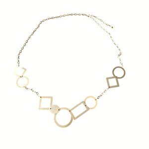 Xiomara Castro Geometric Circle/Square Link Chain Necklace Gold toned Minimal